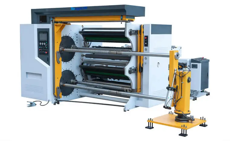 Pro Series 4 shaft non-stop slitter with die cutting inline for film, paper, laminated material application .
