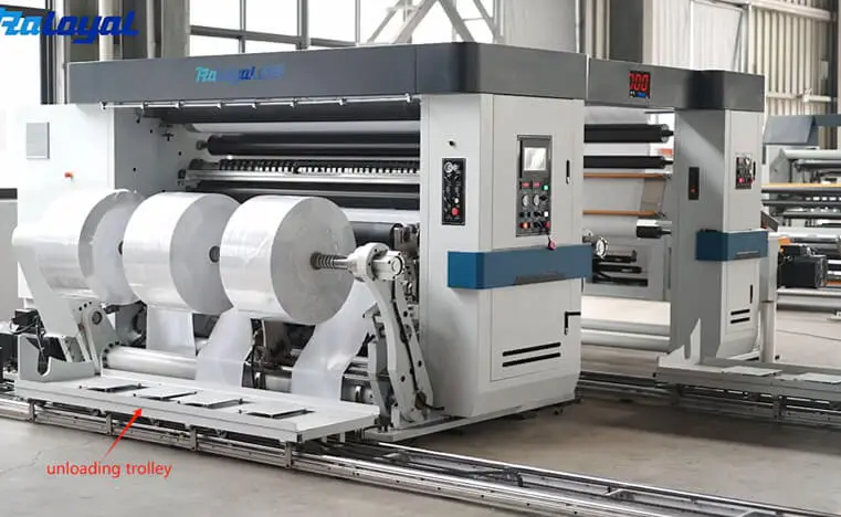 PLUS series : Jumbo roll label slitter rewinder with automatic unload_